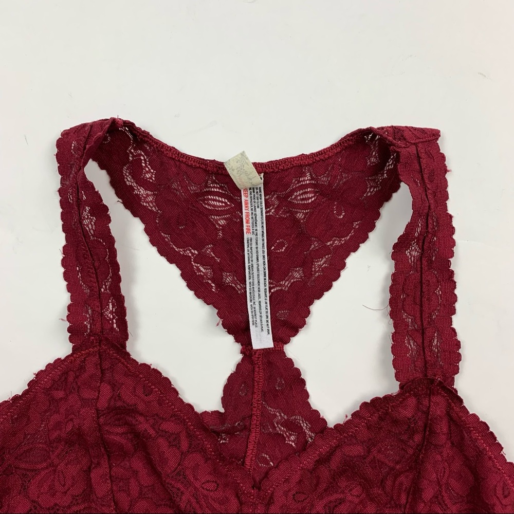 Free People Red Galloon Lace Bra Small - Picture 5 of 14